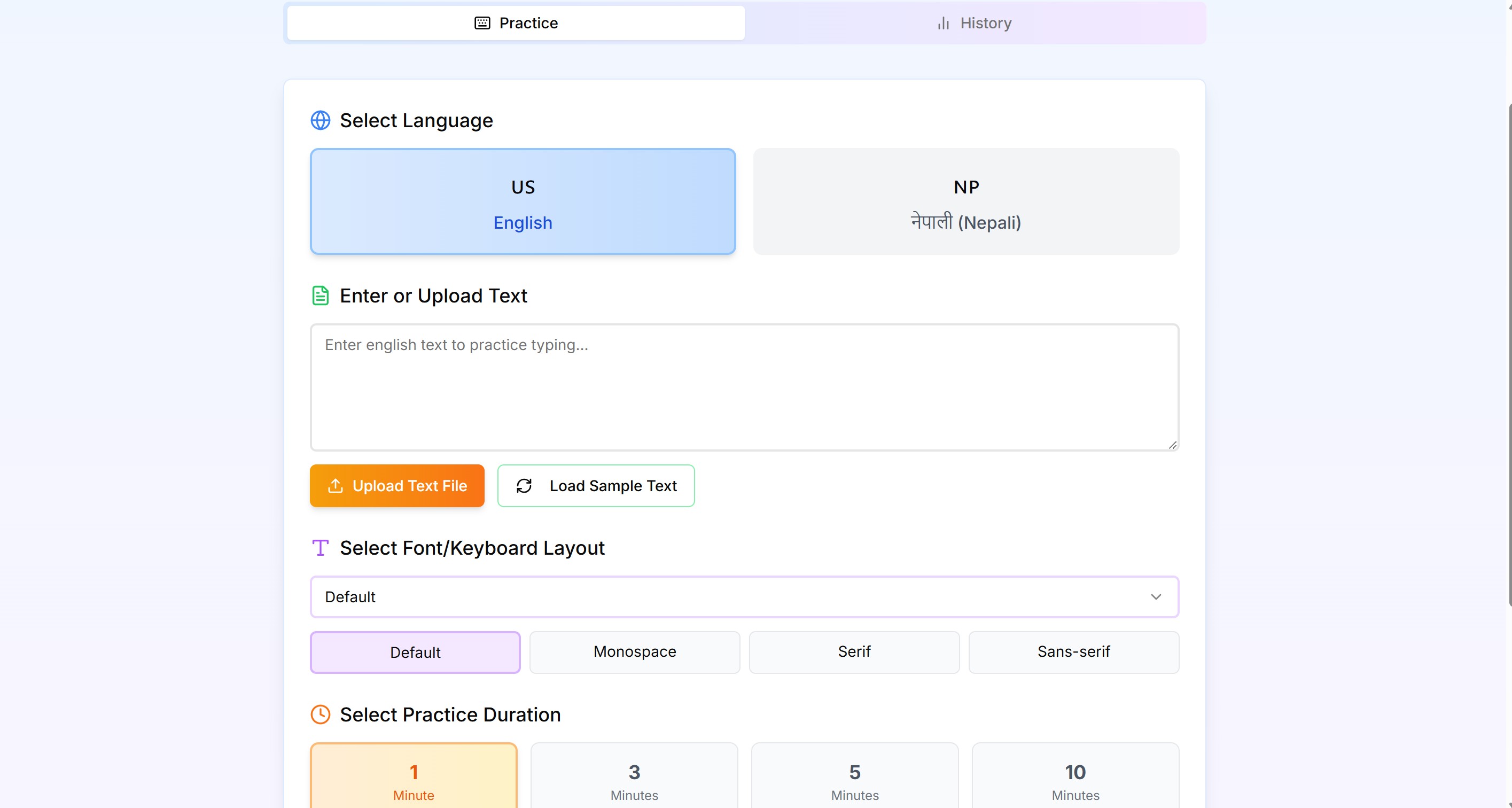 English & Nepali Typing Practice